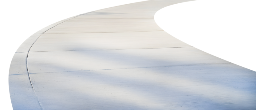 A gently curving concrete footpath, sleek curbs, and subtle shadows cast a serene, minimalist vibe.  The path invites exploration and contemplation., cut out,transparent background