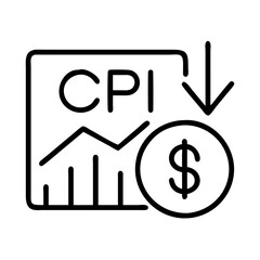 consumer price index cpi icon, consumer price index cpi line art - simple line art of consumer price index cpi, perfect for consumer price index cpi logos and icons