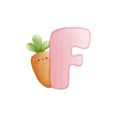 Capital letter F with cute cartoon