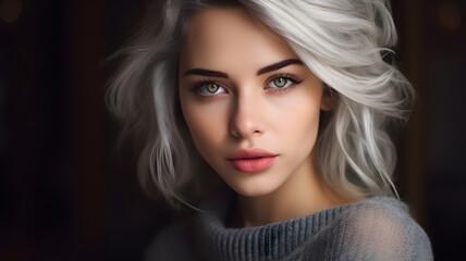 Fototapeta premium Serene Portrait of a Woman with White Hair