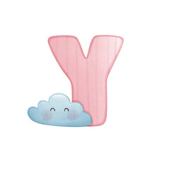 Capital letter Y with cute cartoon