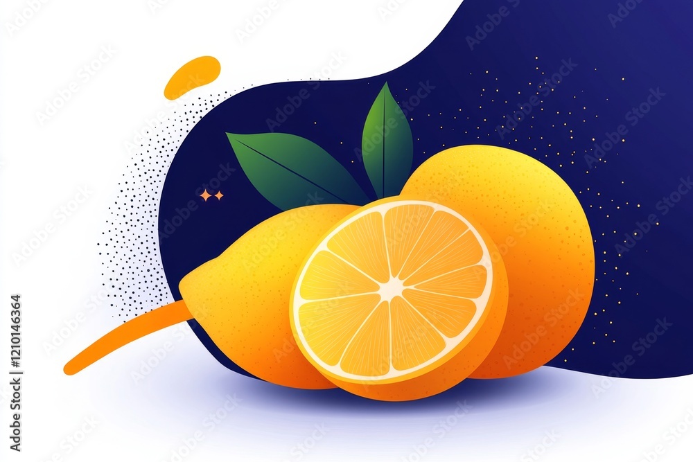 Poster A sleek, minimalist icon of a lemon slice with clean lines and soft gradients, emphasizing freshness