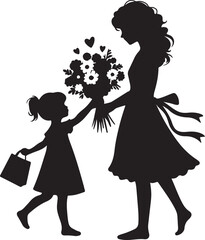 silhouette of a mother and child for mothers day