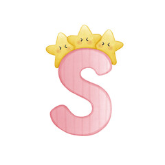 Capital letter S with cute cartoon
