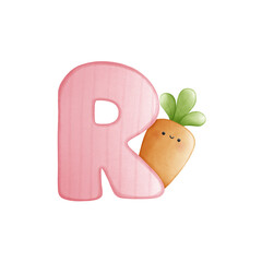 Capital letter R with cute cartoon