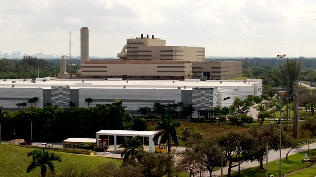 Aerial drone video Wheelabrator South Broward Davie FL USA