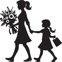 silhouette of a mother and child for mothers day