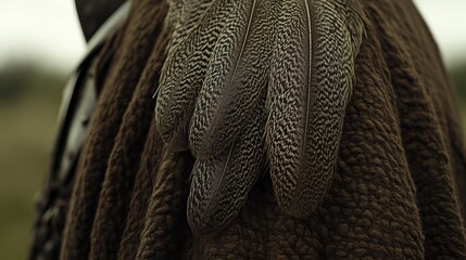 Fototapeta premium Medieval warrior's feathers, battlefield, close-up, historical reenactment