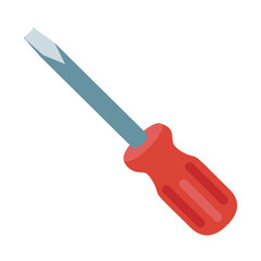 Clipart Illustration of a Flat-Head Screwdriver with Red Handle Isolated on White background