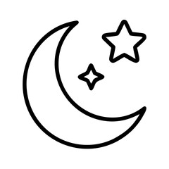 crescent moon icon, crescent moon line art - simple line art of crescent moon, perfect for crescent moon logos and icons