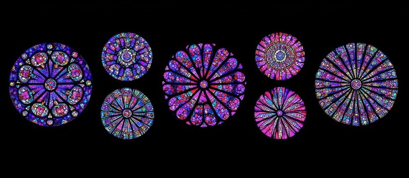 Gothic Rose Windows, Church, Purple, Dark Background, Design