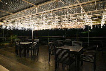 Beautiful Starlight decorations in an old-fashioned house for family events, party and celebrations with relatives or loved ones