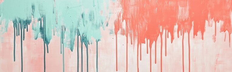 Minimalist composition of dripping paint in pastel colors creates an abstract and modern atmosphere