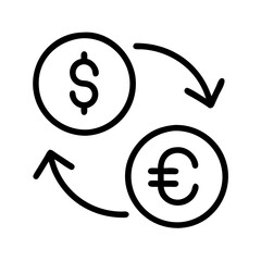 currency exchange icon, currency exchange line art - simple line art of currency exchange, perfect for currency exchange logos and icons