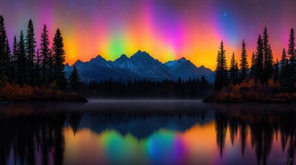 Fototapeta premium Capturing the milky way a stunning of a starry night sky over majestic mountains and reflections in nature