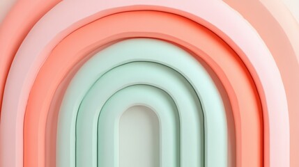 Obraz premium Elegant arrangement of pastel mint and coral arcs creating a harmonious visual appeal in an artistic design