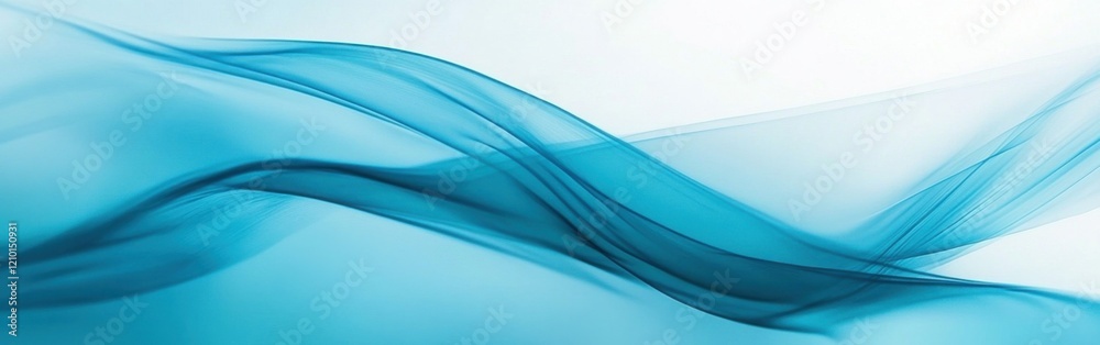 Poster elegant pale blue and teal haze flowing gracefully across a serene background in soft, flowing patte