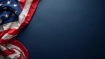 High-quality depiction of the American flag's red and white stripes against a dark blue background, generative ai