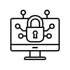 cybersecurity icon, cybersecurity line art - simple line art of cybersecurity, perfect for cybersecurity logos and icons