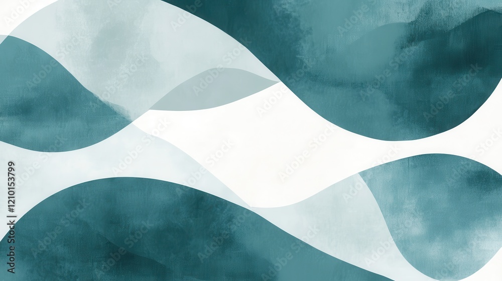 Fototapete Muted teal abstract pattern creating a calming visual experience with flowing shapes and textures