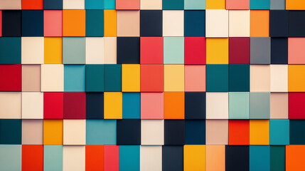 Fototapeta premium Colorful Geometric Background with Abstract Shapes in Various Tones Arranged in a Harmonious Pattern