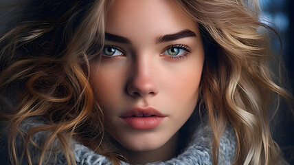 Fototapeta premium Serene Portrait of a Woman with Blonde Hair