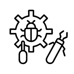 Obraz premium debugging tools icon, debugging tools line art - simple line art of debugging tools, perfect for debugging tools logos and icons