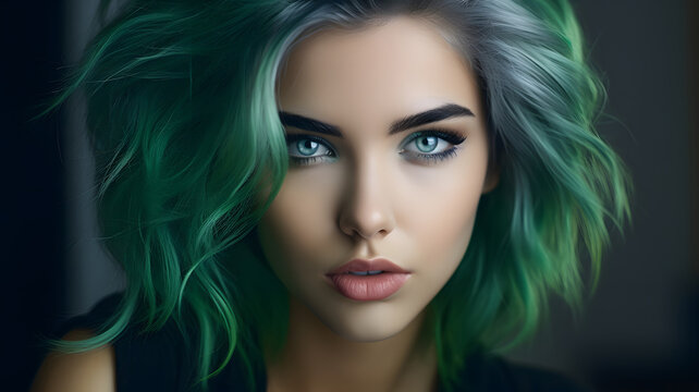 "Mysterious Woman with Teal Hair"