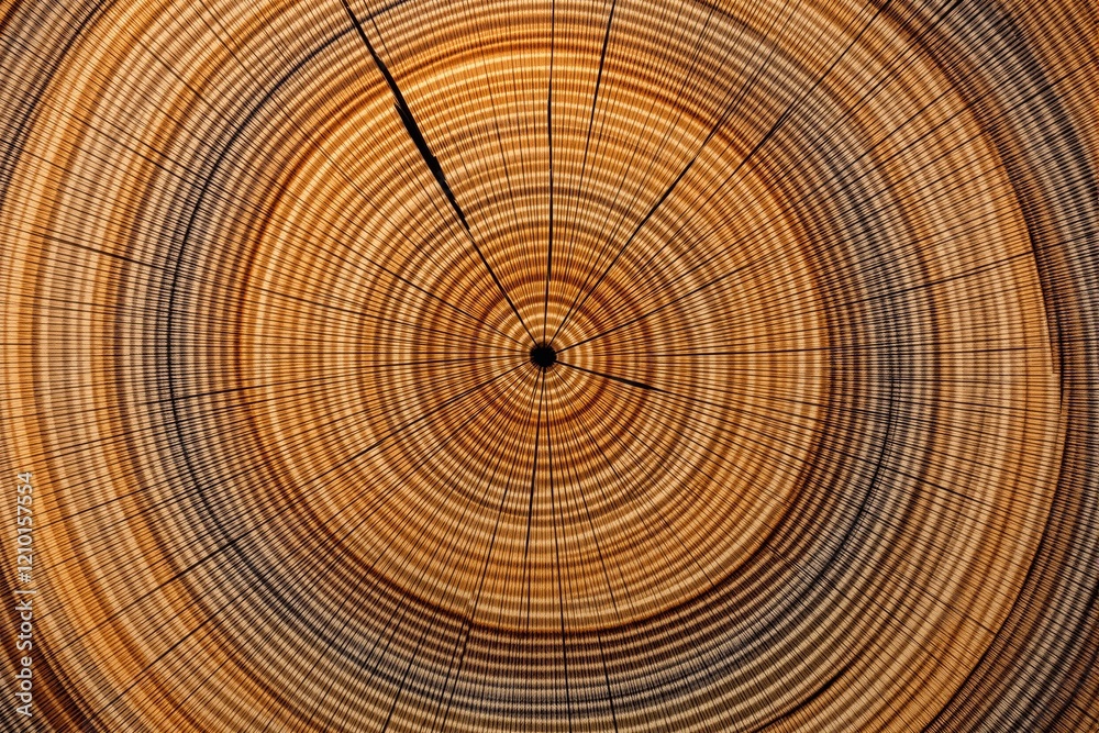 Aufkleber close-up of concentric growth rings in a tree trunk, showcasing a natural wooden pattern.