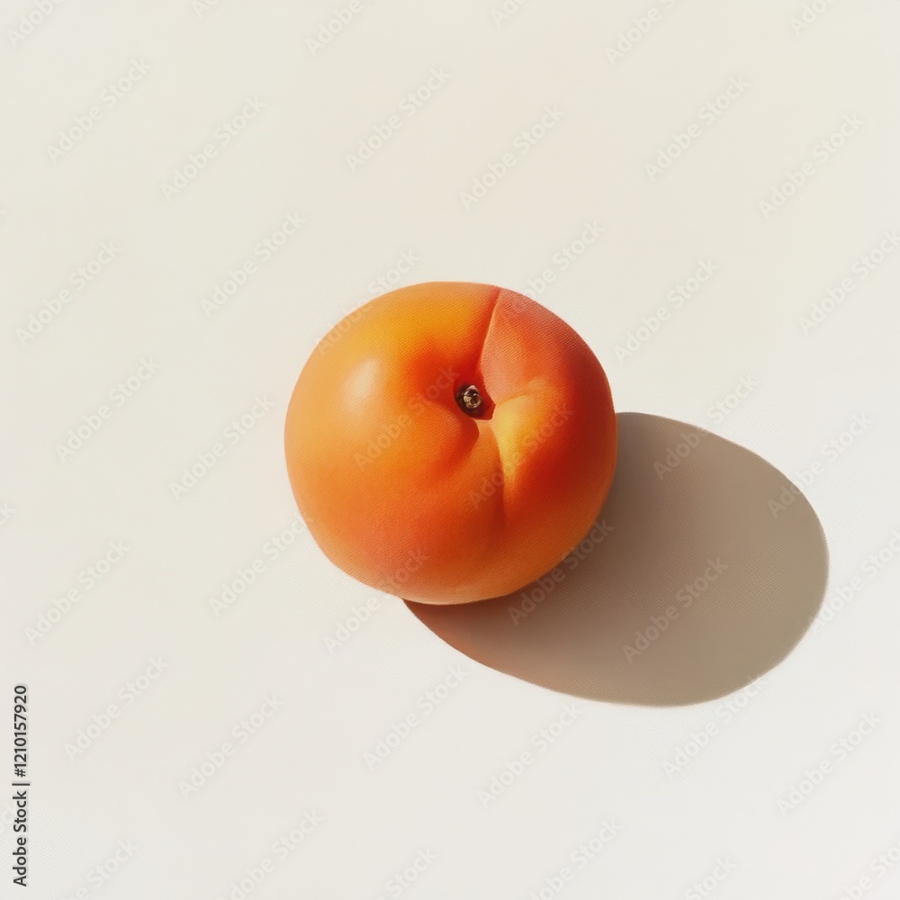 Poster ripe apricot with soft orange skin resting on a light surface casting a subtle shadow
