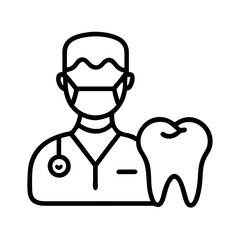 dentist icon, dentist line art - simple line art of dentist, perfect for dentist logos and icons