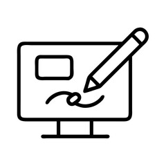 digital signature icon, digital signature line art - simple line art of digital signature, perfect for digital signature logos and icons