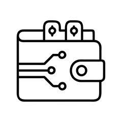 digital wallet icon, digital wallet line art - simple line art of digital wallet, perfect for digital wallet logos and icons