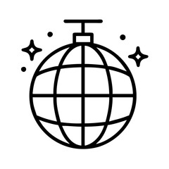 disco ball icon, disco ball line art - simple line art of disco ball, perfect for disco ball logos and icons