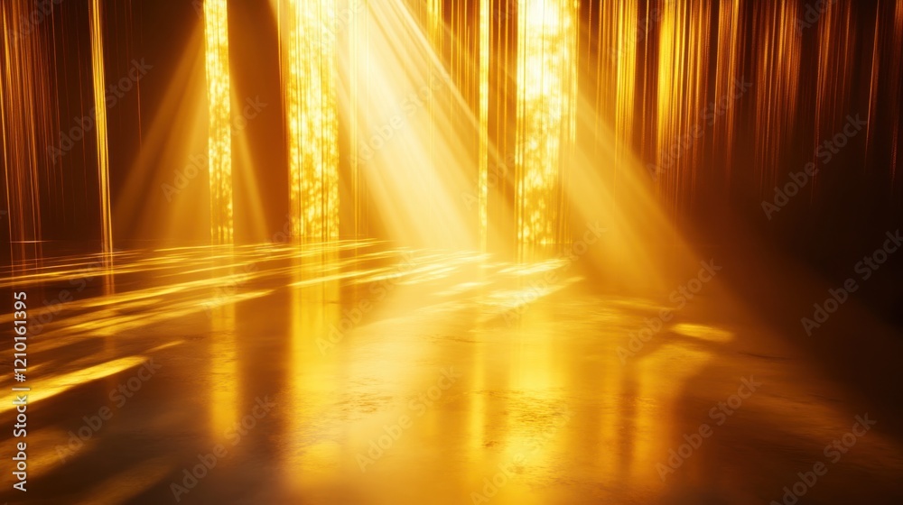 Aufkleber Mysterious dark room illuminated by warm golden light creating an enchanting atmosphere
