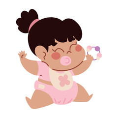 baby girl playing with rattle toy