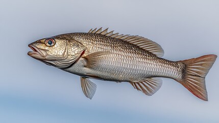 Fototapeta premium Ocean fish, swimming, studio shot, white background, seafood