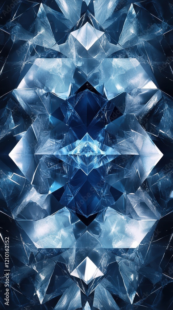 Poster Luminous geometric pattern in icy shades creating a captivating visual effect and depth in an abstract design