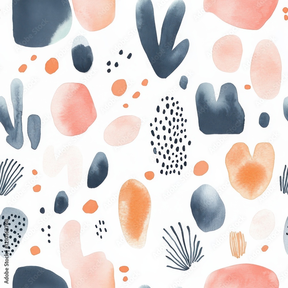 Poster watercolor doodle design with gentle shapes and soft colors enhancing creativity and imagination