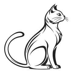 Obraz premium cat logo, black outline vector graphic transparent background