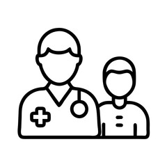 doctor with patient icon, doctor with patient line art - simple line art of doctor with patient, perfect for doctor with patient logos and icons