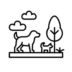 dog park icon, dog park line art - simple line art of dog park, perfect for dog park logos and icons