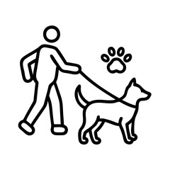 dog walking icon, dog walking line art - simple line art of dog walking, perfect for dog walking logos and icons