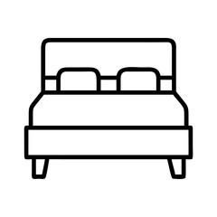 double bed icon, double bed line art - simple line art of double bed, perfect for double bed logos and icons