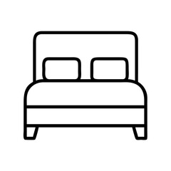 double bed icon, double bed line art - simple line art of double bed, perfect for double bed logos and icons