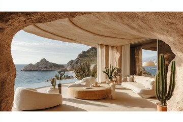 Fototapeta premium Modern desert-meets-beach lounge space