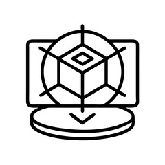 3d modeling icon, 3d modeling line art - simple line art of 3d modeling, perfect for 3d modeling logos and icons