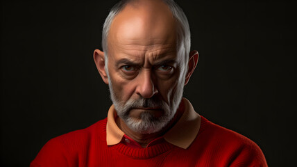 Fototapeta premium Serene Elderly Man in Red Sweater