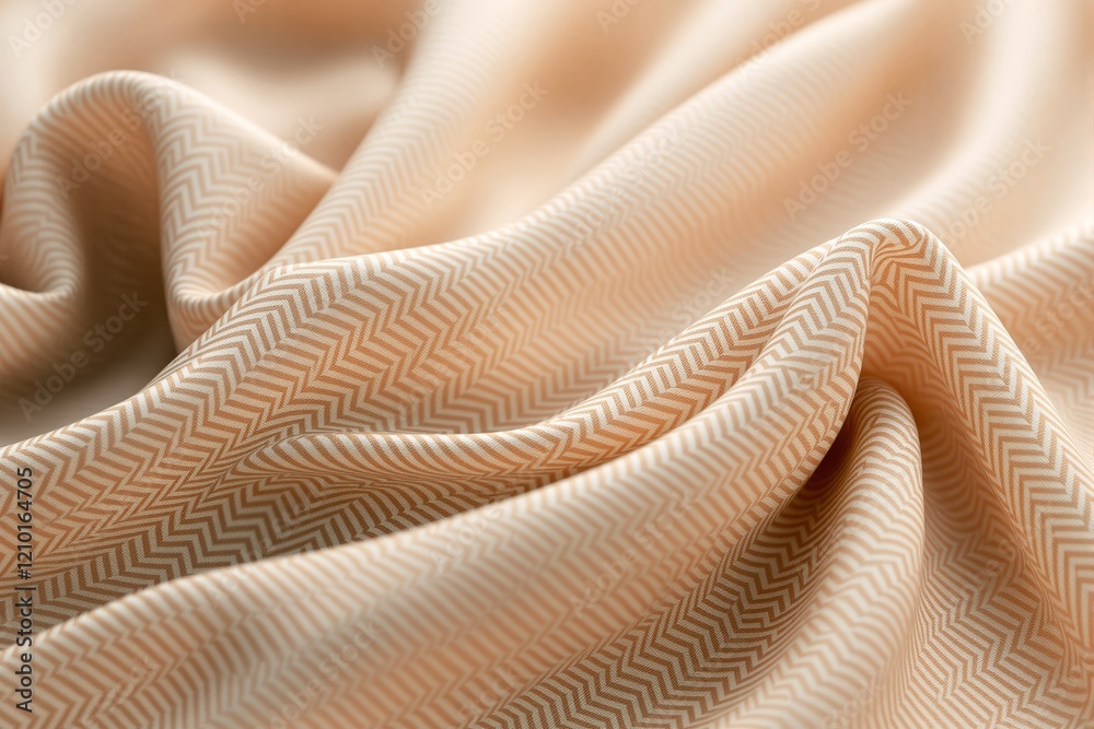 Poster Abstract beige fabric with zigzag pattern and folds in soft light.