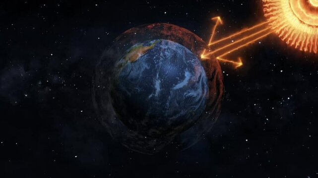 The concept of damage to the Earth due to the effects of the sun's ultraviolet rays. sun with earth
